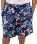 Ladies Printed Rayon Shorts - 60 Nvy cral