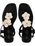 Floral Detail Flat Sandals - 2 Black