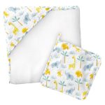 Zoo Muslin Hooded Towel With Washcloth By