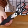 Heavy-duty Stainless Steel Kitchen Scissors - Multipurpose Food Shears For Duck Fish Chicken Bones Pizza & Salad - Durable Metal Cutting Tool