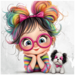 Fabric Paint Cushion Cover Quirky Girl