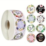 500PCS Floral Thank You Stickers - 2.54CM Round Self-adhesive Seals For Envelopes Cards & Gifts - Perfect For Business Weddings