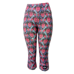 High Waist Funky 3 4 Leggings - Pink Protea - Ladies L - 36