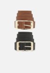 Two Pack Pu Boyfriend Belts - Black