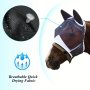 Adjustable Horse Fly Mask With Ear Protection - Breathable Mesh Uv Protection Insect-Proof Black & Blue Sizes S/M/L