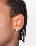 Mens Waterproof Stainless Steel Ribbed Huggie Earrings