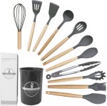 12 Piece Kitchen And Dining Cooking Utensil Set - Grey Silicone Cooking Spoon Kitchen Tool Set