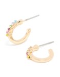 Goldair Gold Multicoloured Diamante Open Hoop Earrings