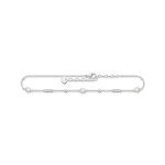 Anklet With Pearls And White Stones Silver - 27CM Adjustable