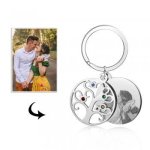 CAS102660 - Personalized Photo & Birthstone Keyring Stainless Steel