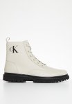 Calvin Klein Lug Lace Up Leather Boot - Eggshell