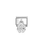 Composable Classic Link Pendant Four-leaf Clover White Stones