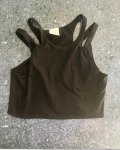 Zara Black Open Cup Sleeved Top 13 14Y