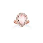 Rose Gold Plated Pear Shape Rose Quartz Cubic Zirconia Ring - 50