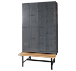 Solid Steel Lockers On Bench