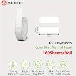 Marklife P11/ P12/ P15/ P50 White Label Maker Tape Adapted Label Print Paper Standard Laminated Office Labeling Tape Replacement