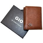 Leather Top Grain Wallet In Gift Box - Brown