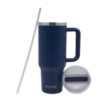 1.2L Stainless Steel Travel Flask With Siliconelid - Navy Blue