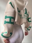 Letter Print Drop Shoulder Oversized Hoodie Casual Long Sleeve Hoodie Sweatshirt Women's Clothing