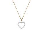 Yellow Gold & Sterling Silver Open Heart Cubic Zirconia Pendant On A Chain