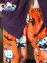Sanrio Cute Hello Kitty Pattern Fleece Lounge Bottoms For Halloween Elastic High Waist Thick Pants For Fall & Winter Women's Sleepwear & Loungewear