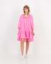 Pink Short Puff Sleeve Shirred Dress - M / Pink / Women