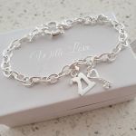 A70-C33-C29 - Sterling Silver 21ST Birthday Charm Bracelet With Charms 19CM