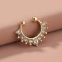 1PC Unisex Rhinestone Embellished Non-piercing Nose Cuff Vintage Style Faux Nose Ring Fashion Body Jewelry For Any Occasion Daily Wear Copper Claw Set U-shaped