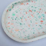 Eco-resin Terrazzo Pill Trinket Tray - Neutral Peach & Teal