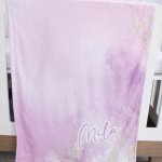 Personalised Fleece Blanket Purple Marble With Gold