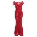 Red Sequins Bardot Dress
