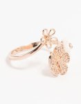Rose Gold Floral Trio Cubic Zirconia Wrapped Ring - M l
