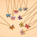 5-10 Pcs Colorful Butterfly Pendant Necklace Set Stylish Necklace Party Favors For Women