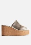 Wedge-heeled Sandals - Gold-coloured