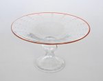 Clear Bowl On Foot Orange Rim 22X35