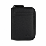 Mens Leather Zip Around & Front Card Holder In Black - Black One Size
