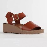 Megan Lower Leather Wedge Sandal -chestnut - 8