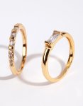 Goldair Gold Plated Emerald Cut Cubic Zirconia Ring Set - M l