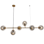 Bright Star Lighting 6 Light Satin Gold Chandelier With Smoke Colour Glass