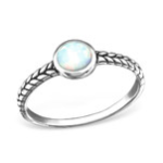 C171-C30659 - 925 Sterling Silver Fire And Snow Opal Ring - Size 7