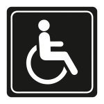 Disabled Toilet Symbolic Sign - White Printed On Black Acp 150 X 150MM