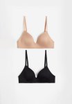 2-PACK Microfibre Non-wired Bras - Beige & Black