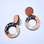 Retro Fashion Wood Tiger Print Ring Earrings - Factory Plaza
