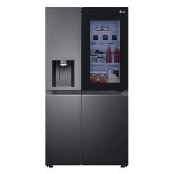 LG - Matt Black 611L Side By Side Fridge With Door In Door Instaview