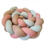 4AKID Braided Cot Bumper Satin Feel For Babies 2M - Assorted Colours - White & Pink