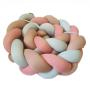 4AKID Braided Cot Bumper Satin Feel For Babies 2M - Assorted Colours - White & Pink