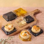 50-PACK Disposable Square Pet Bakery Take Out Containers Clear Flip Top Pastry Boxes For Chinese Mooncakes Egg Yolk Puff Snow Sk