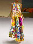 Floral Print Sleeveless Dress Vacation Style Maxi Tank Dress For Spring & Summer Women's Clothing