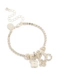 Silver Diamante & Flower Charm Bracelet
