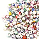 30 50PCS Flower Ceramic Craft Beads Blue And White Porcelain Mixed Color Beads Set For Diy Mobile Phone Chain Necklace Bracelet